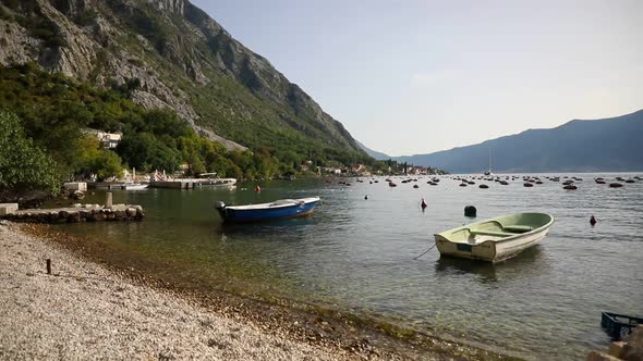 Fishing Boat on an Oyster Farm in the Bay of Kotor Montenegro alt