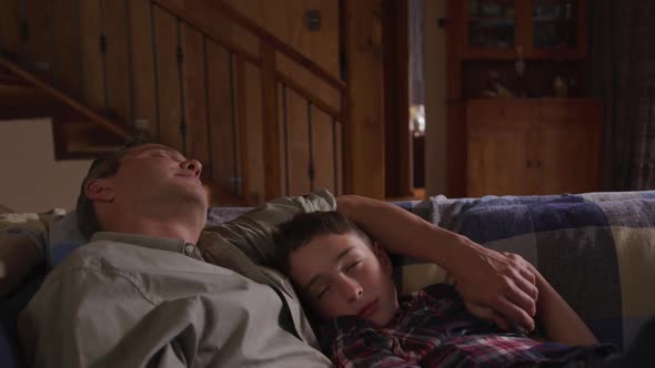 Family spending time together at home in the evening alt