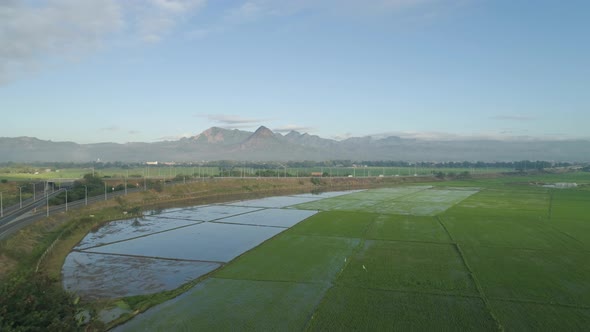 Tropical Landscape with Highway, Farmer Fields in the Philippines alt