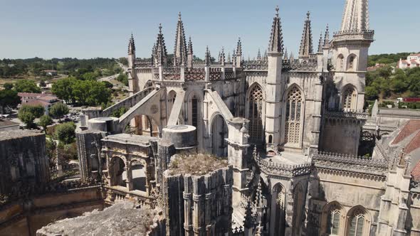 Batalha monastery religious building to celebrate the important military victory, Aerial view alt
