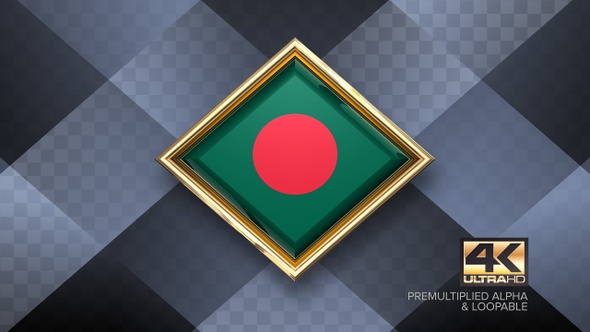 Bangladesh Flag Rotating Badge 4K Looping with Transparent Background