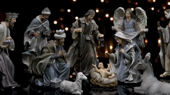 Christmas Manger Nativity Scene with Lights
