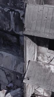 Vertical Video of a Destroyed House During the War in Ukraine alt