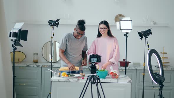 Online Vlog Bloggers Recording Video Online Streaming Concept alt