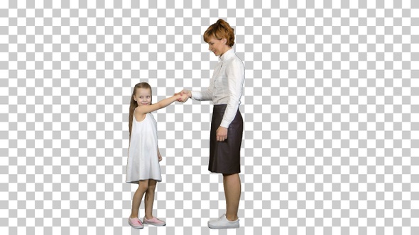 Mother and child shake hands, Alpha Channel