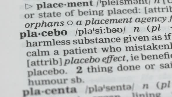 Placebo, Pencil Pointing Word in Dictionary, Harmless Pills, Scientific Studies alt