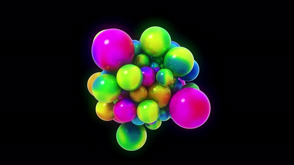 Bright Colorful Broll Minimal 3D Abstract Footage with Sticky Magnetic Spheres or Balls