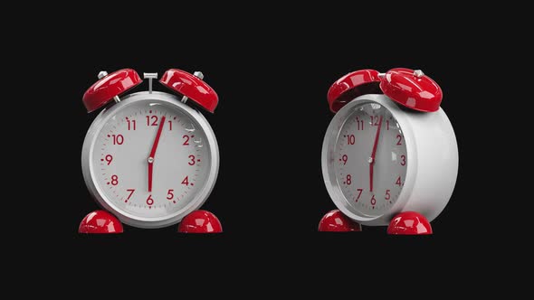 3D rendering alarm clock on on a transparent background with an alpha channel.  Time to wake up.