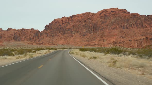 Road Trip Driving Auto in Valley of Fire Las Vegas Nevada USA