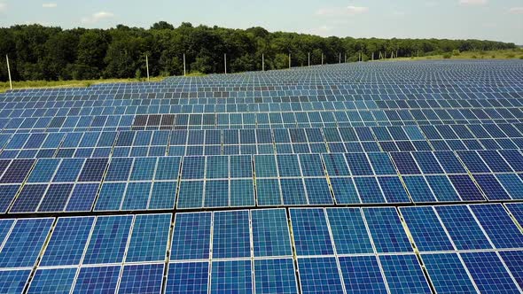 Solar Panels In Power Station. Solar photovoltaics panels in solar power station on meadow alt