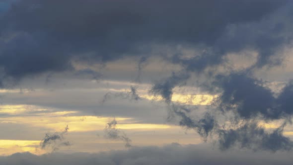 Dramatic Thunderstorm Clouds in Evening Sky to Change Weather. Meteorology Time Lapse