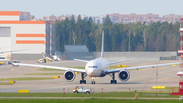 Wide Body Airliner Taxiing Front View