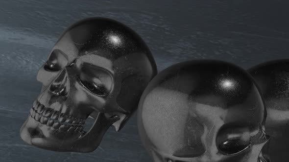 Scary Metalic Style Horror Skull In The Dark