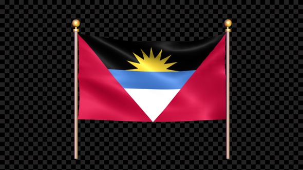 Flag Of Antigua And Barbuda Waving In Double Pole Looped alt