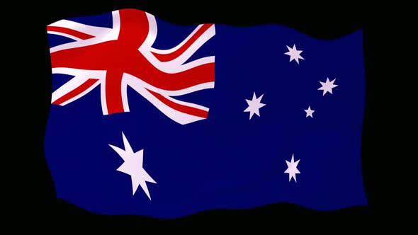 Australia Flag Waving Animated Black Background