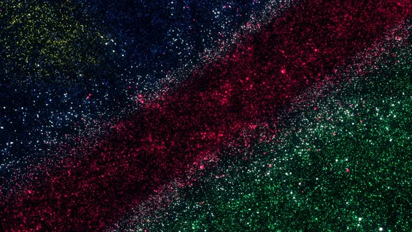 Namibia Flag With Abstract Particles