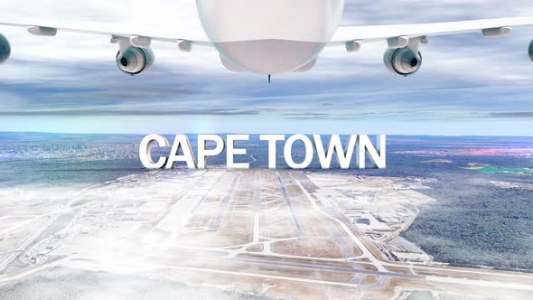 Commercial Airplane Over Clouds Arriving City Cape Town