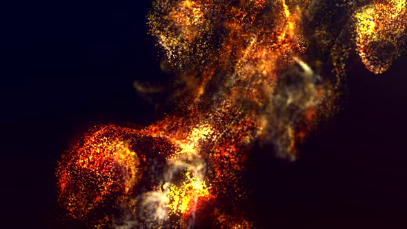 Orange Fluid Particles Explosion Animation