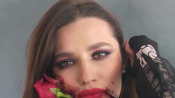 Beautiful Brunette in White Smoke alt