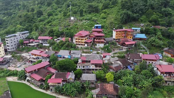 Aerial View of Small Town in the Mountains