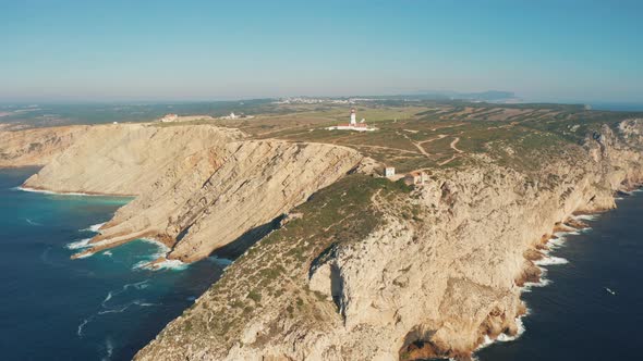 Aerial view of rocky coastline, dangerous cliff of Iberian Peninsula