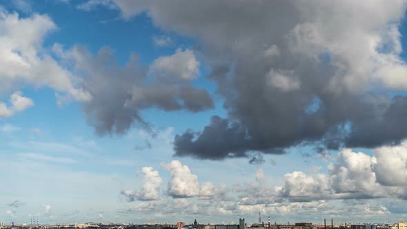 Clouds Fly Over the City of Saint Petersburg, Timelapse