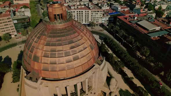 AEREAL SHOT OF Monument to the Revolution, Tabacalera, Mexico capital city downtown alt