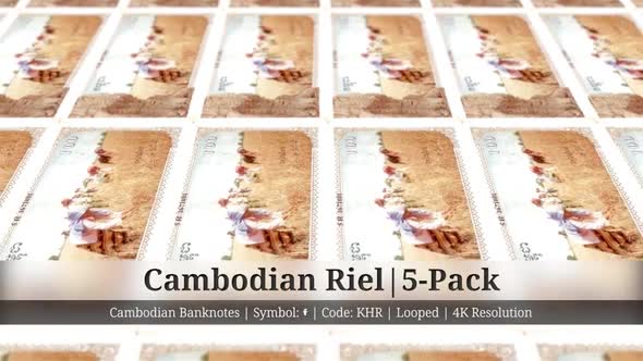 Cambodian Riel | Cambodia Currency - 5 Pack | 4K Resolution | Looped alt