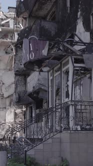 Vertical Video of a House Destroyed By the War in Ukraine alt
