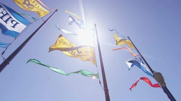 Low angle of flags waving alt