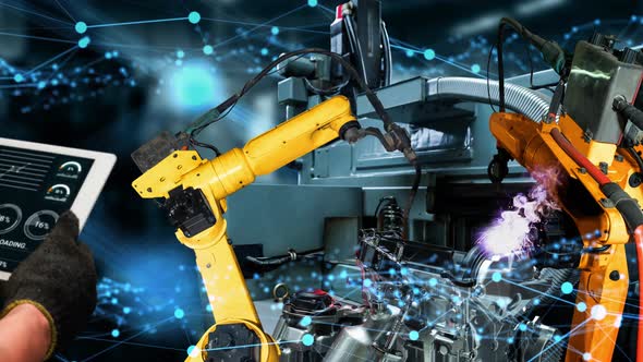 Smart Industry Robot Arms Modernization for Innovative Factory Technology alt