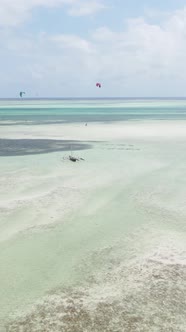 Tanzania  Vertical Video of Low Tide in the Ocean Near the Coast of Zanzibar Slow Motion alt