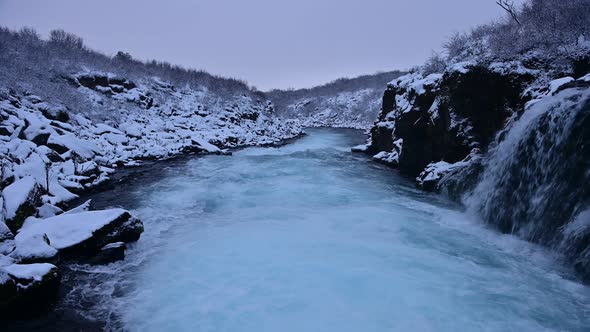 Beautiful Clear Water Stream of Bruar River in Iceland