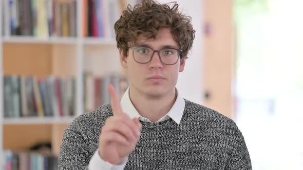 Portrait of Young Man No Sign By Finger Disapprove alt