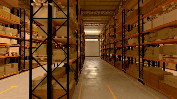 Walk through the warehouse interior with infinite packages amount. Loopable. HD alt