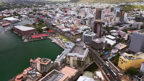 Bird's Eye View of the Capital of the Island of Mauritius the City of Port Louis