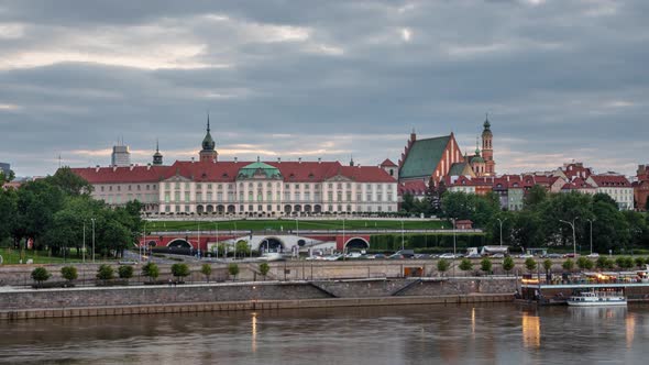 Warsaw, Poland. View of skyline with Royal Castle and Cathedral