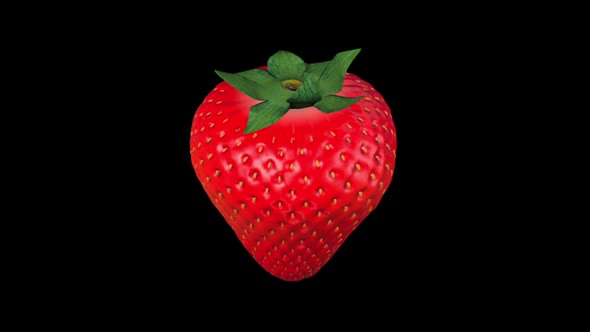3D strawberries spin on a black background