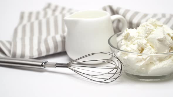 Traditional Mascarpone Cheese and Cream or Milk Isolated alt