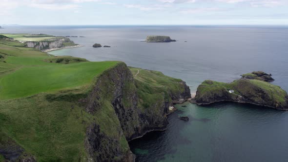 Carrick-a-Rede Rope Bridge, part of the Causeway Coastal Route on the north coast of Northern Irelan alt