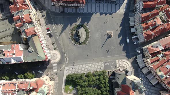 Aerial shot of the Old Town Square (Staromak) in Prague, Czech Republic, Europe alt
