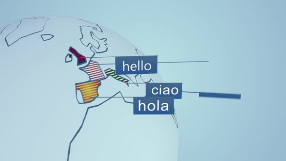 Word "hello" in fourteen widely spoken languages in the World. Colorful scheme. alt