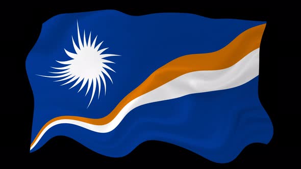 Marshall Islands Flag Wave Motion Black Background