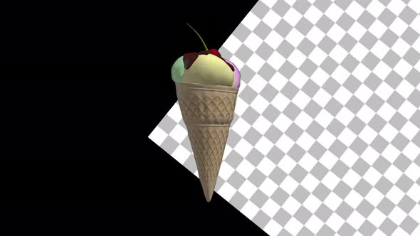 3D Rotating Fruit Ice Cream