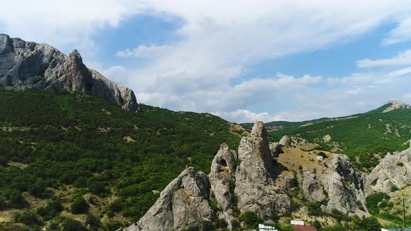 Flying over the stone rocks alt