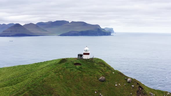 Aerial View of Lighthouse on the Top of Green Mountain alt