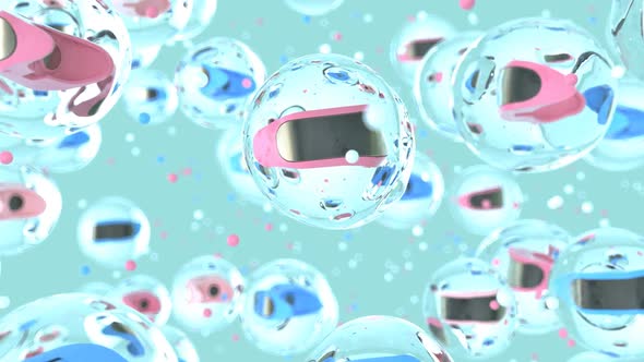 Abstract art background of VR in bubbles  alt