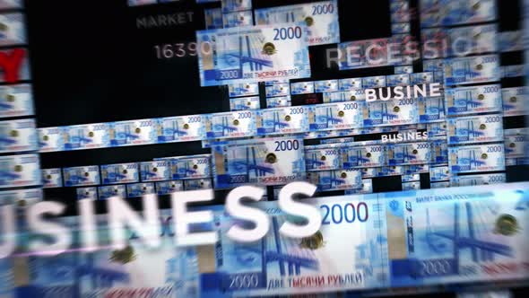 Russian Ruble money banknotes seamless loop flight alt