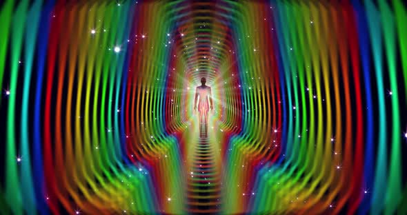 A Looped 3D Animation of the Enlightenment of the Multicolored Energy of the Human Aura Fields alt