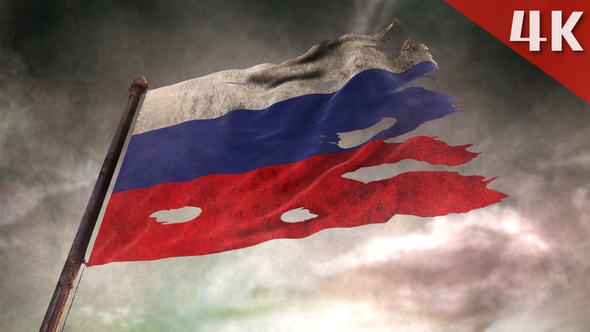 4k Damaged Russia Flag 